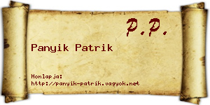 Panyik Patrik névjegykártya